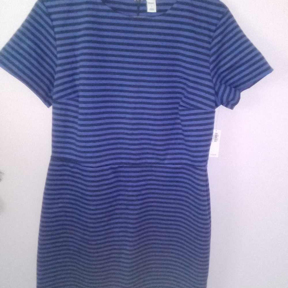 Old Navy Navy and Black Striped Midi Dress